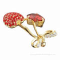 Heart-to-heart Zirconium Brooch/Crystal Clothing Accessory, Eco-friendly, Customized Sizes Welcomed
